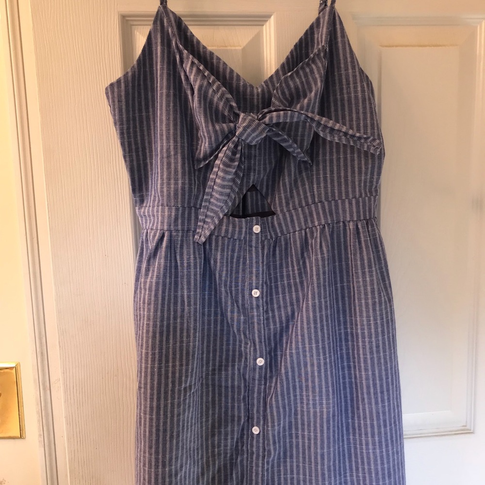 Blue and white striped dress